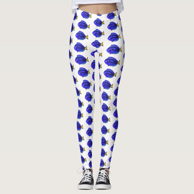 Leggings Illustration du poisson de la cuve bleue (Devant)
