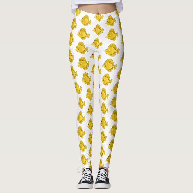 Leggings Illustration du poisson-tang jaune (Devant)