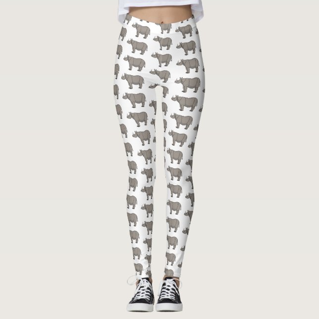 Leggings Illustration du rhinocéros de Javan (Devant)