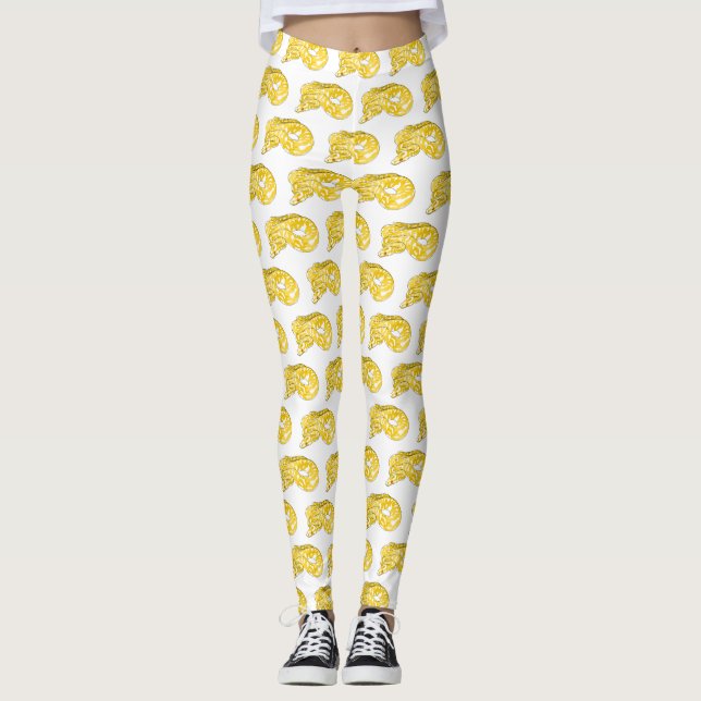 Leggings Illustration du serpent python birman (Devant)