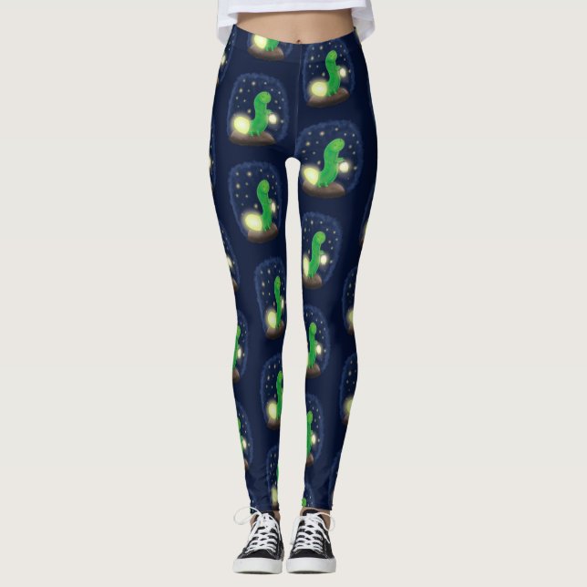 Leggings Illustration du ver vert mou (Devant)