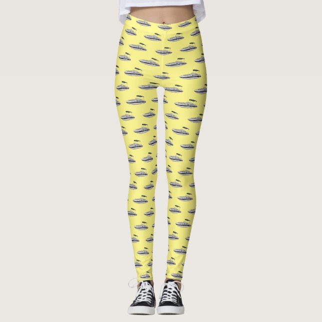 Leggings Illustration d'un bateau à moteur (Devant)