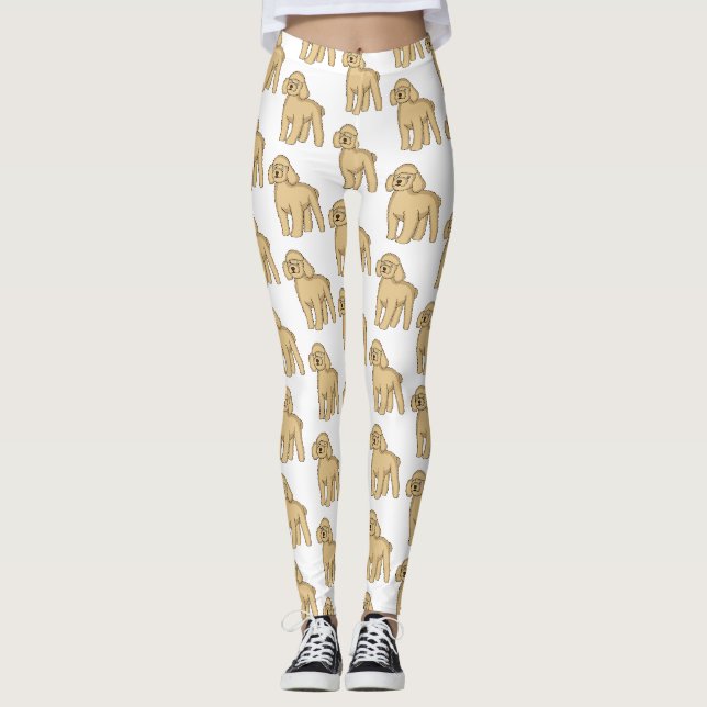 Leggings Illustration d'un caniche brun joyeux (Devant)