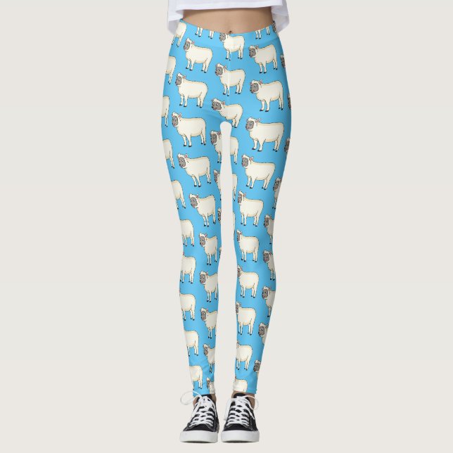 Leggings Illustration d'un mouton joyeux (Devant)