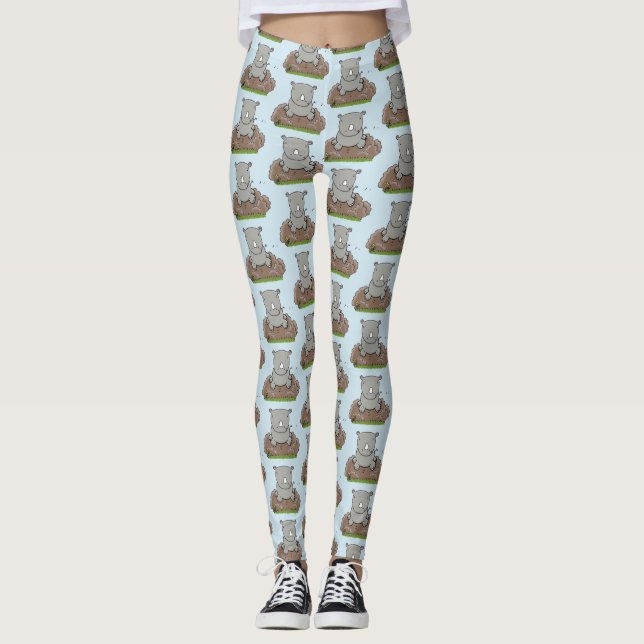 Leggings Illustration d'un petit rhinocéros (Devant)