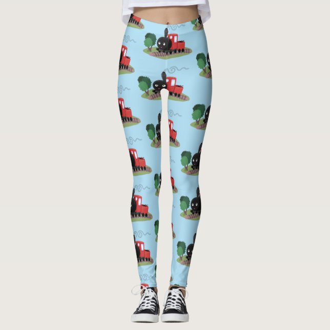 Leggings Illustration d'une locomotive à vapeur mûre (Devant)