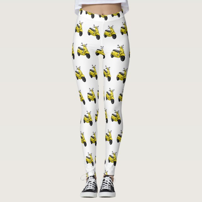 Leggings Illustration d'une moto cyclable (Devant)