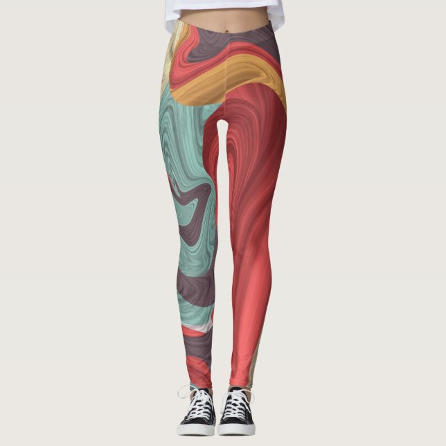 Leggings Illustration en marbre Abstrait coloré (Devant)