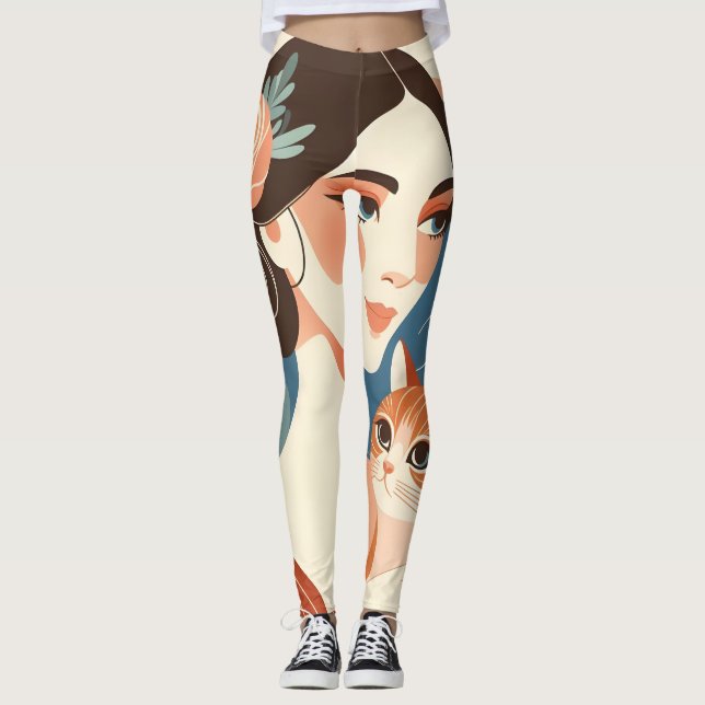 Leggings Illustration graphique de Cat Lady (Devant)
