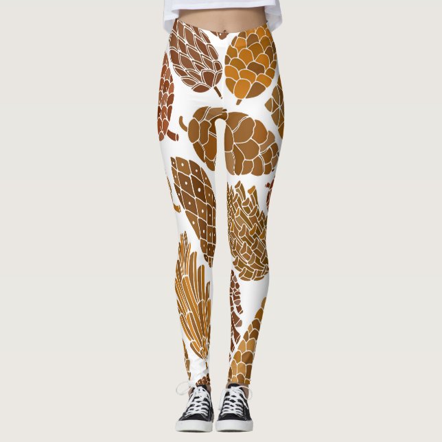 Leggings Illustration motif cônes de pin. (Devant)