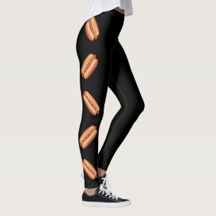 Leggings Illustrations de fast-food avec hot dog sur fond n