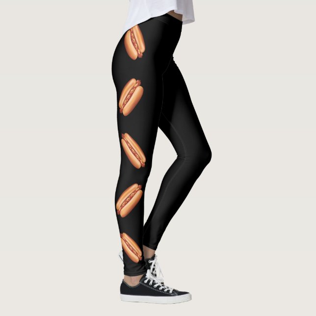 Leggings Illustrations Hot Dog Fast Food Sur Black (Droite)