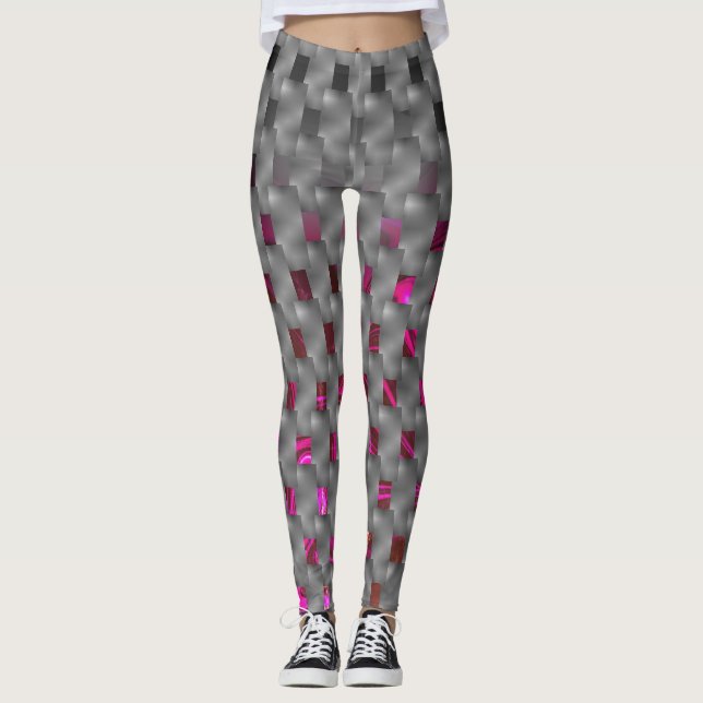 Leggings Image pointillée sur plaques grises ou formes rect (Devant)