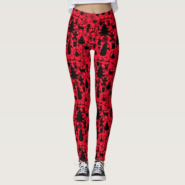 Leggings Image Red BG de Noël (Devant)