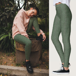 Leggings Image textuelle verte Tweed