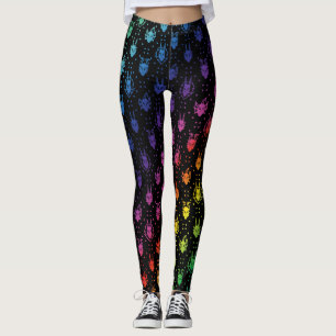 Leggings Imaginaire arc-en-ciel coloré Motif de courtepoint