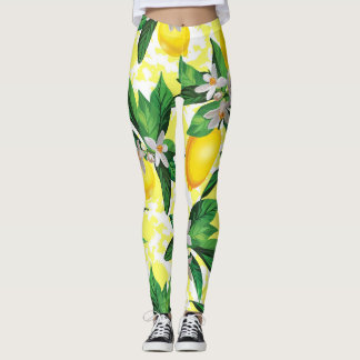 Leggings Imaginaire citron : Motif Floral Créatif