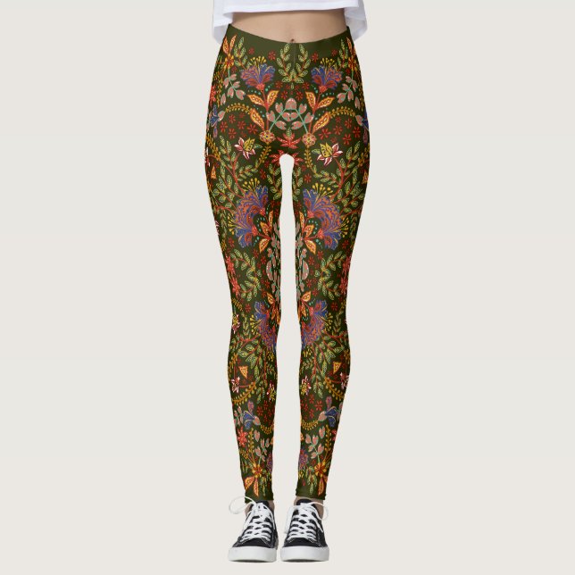 Leggings Imaginaire Floral Carré Conception de poche (Devant)