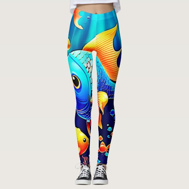 Leggings Imaginaire Poisson Conception de nage (Devant)