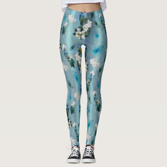 Leggings Imaginaire Royal-Peacocks blanc et bleu (Devant)
