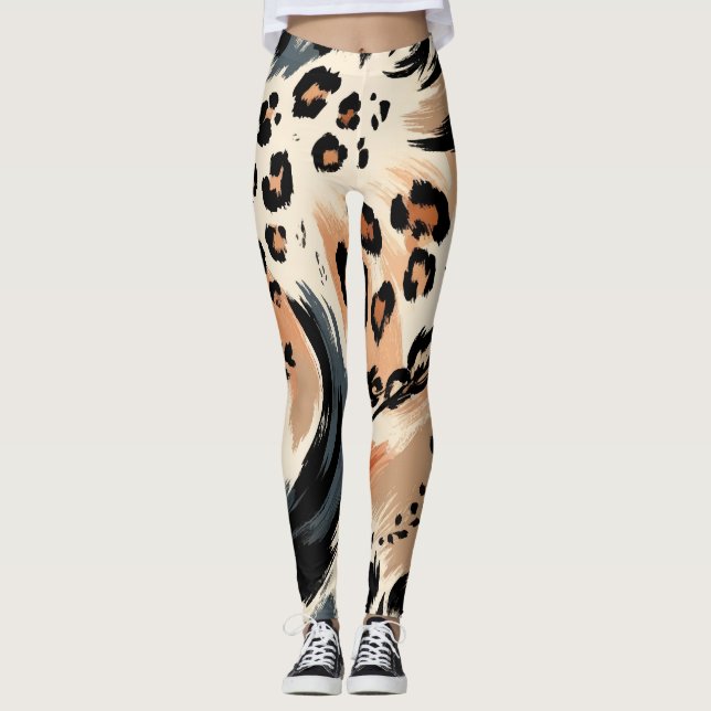 Leggings Impression animalière exotique peinte abstraite lé (Devant)