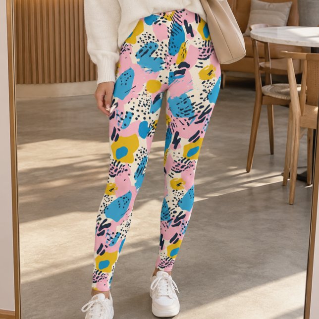 Leggings Impression d'animal abstrait rétro (Créateur téléchargé)