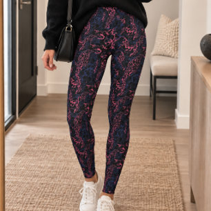 Leggings Impression d'animal rose foncé violet