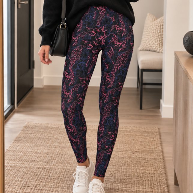 Leggings Impression d'animal rose foncé violet (Créateur téléchargé)