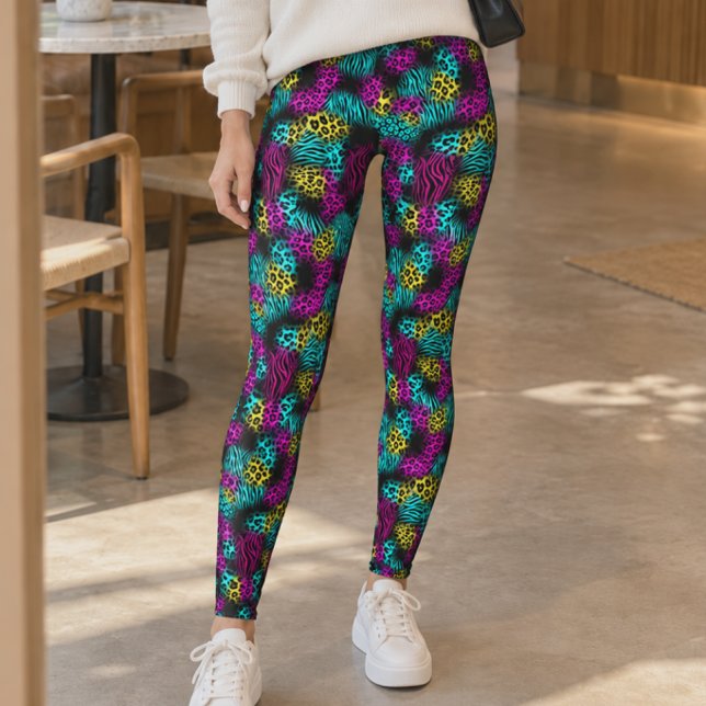 Leggings Impression d'animaux multicolores mixtes (Créateur téléchargé)
