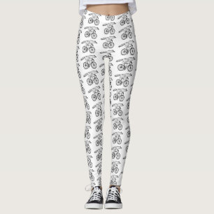 Leggings Impression d'art du renard fantaisiste à bicyclett
