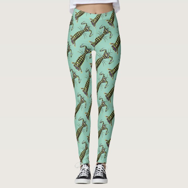 Leggings Impression d'art marine de la crevette mantis géan (Devant)