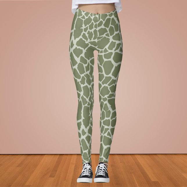 Leggings Impression de girafe verte Sage (Créateur téléchargé)