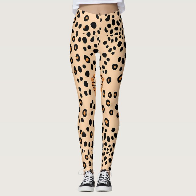 Leggings Impression de la face léopard Fierce (Devant)