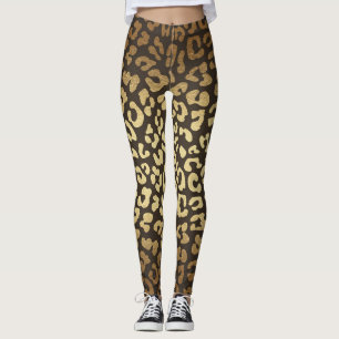 Leggings Impression de léopard guépard Peaux d'animaux Or o
