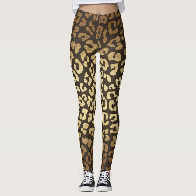 Leggings Impression de léopard guépard Peaux d'animaux Or o (Devant)
