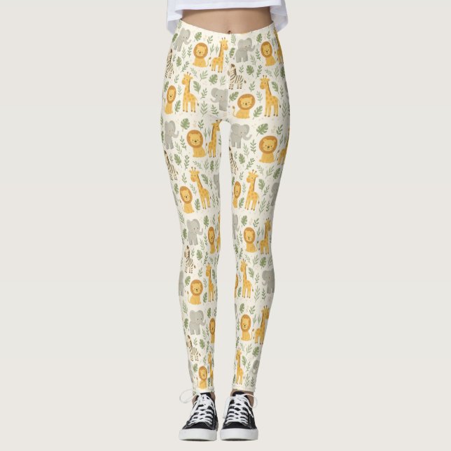 Leggings Impression de nurserie d'animaux de safari (Devant)