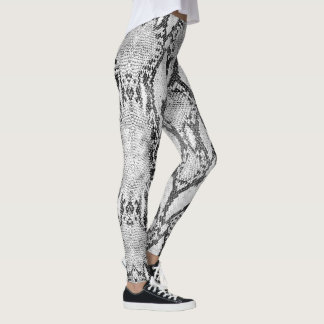 Leggings Impression de peau de serpent blanc