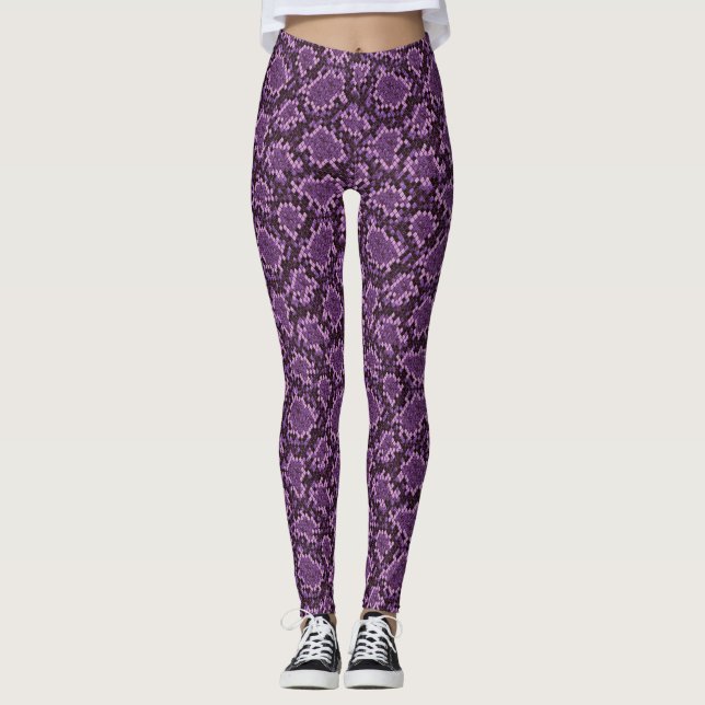 Leggings Impression de serpent violet (Devant)
