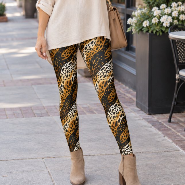 Leggings Impression de texture abstraite de chats sauvages (Créateur téléchargé)