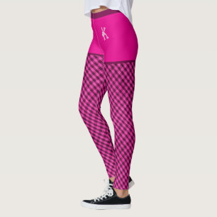 Leggings Impression de tissu À damiers rose initial person