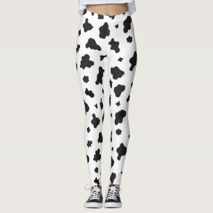 Leggings Impression de vache noir et blanc