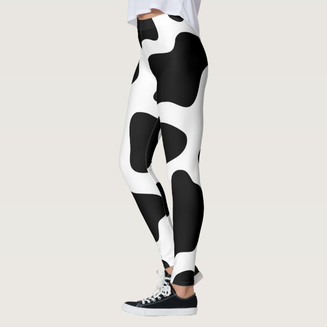 Leggings Impression de vache noir et blanc Halloween (Gauche)