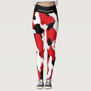 Leggings Impression de vache noire rouge tendance personnal