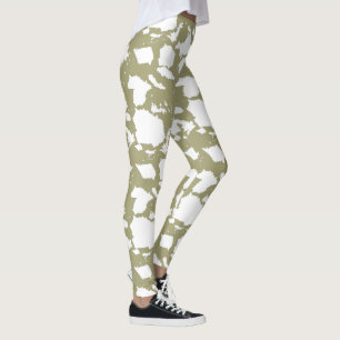 Leggings Impression de vache verte Sage