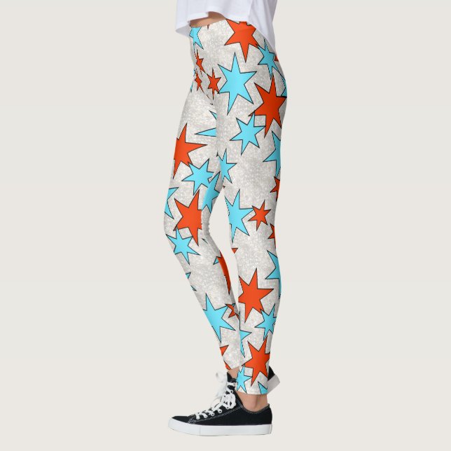 Leggings Impression d'étoile bleue et rouge (Gauche)