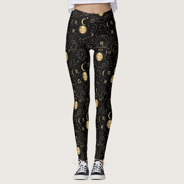 Leggings Impression du zodiaque mystique (Devant)