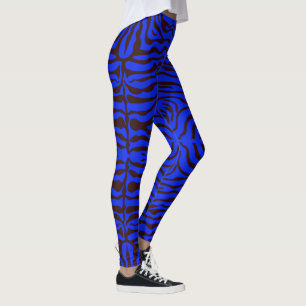 Leggings Impression électrique bleu et noir zèbre