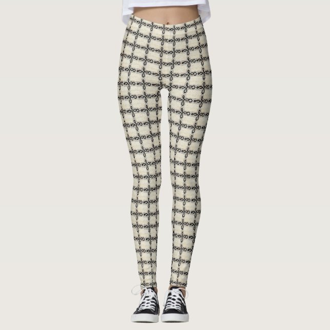 Leggings impression en courbes noir et blanc (Devant)
