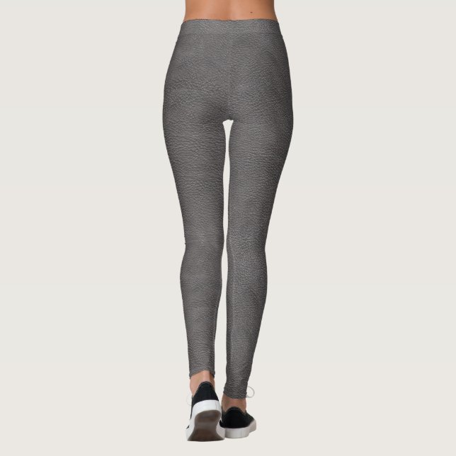 Leggings Impression en cuir gris brut (Dos)