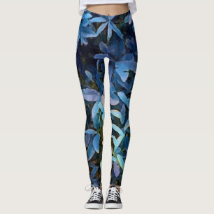 Leggings Impression Feuille bleue